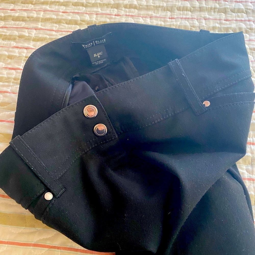 White House/Black Market, Crop cuffed black pants with silver embellishments